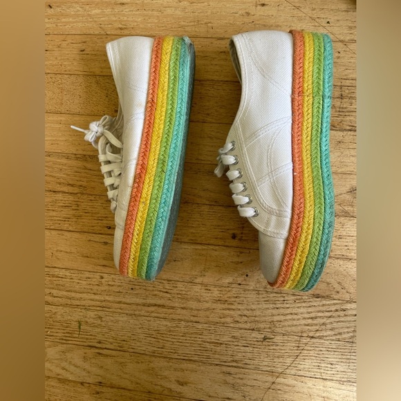 Superga Shoes - Superga rainbow platform 2790 White Canvas Sneakers
